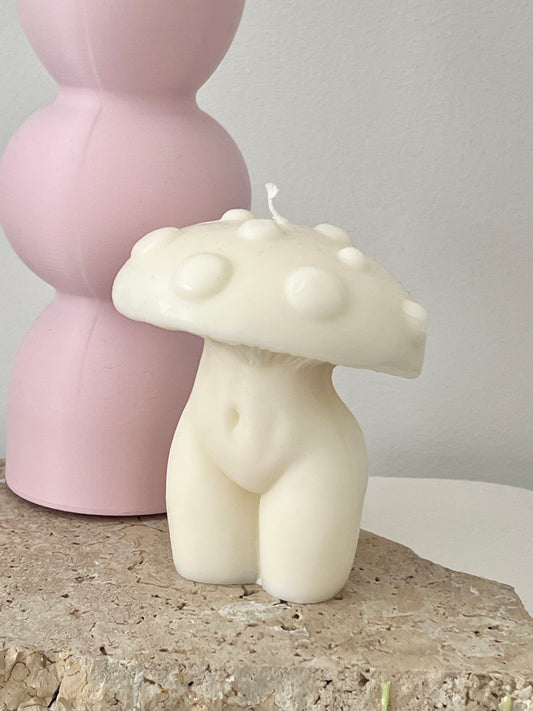 vegan soy wax mushroom lady candle