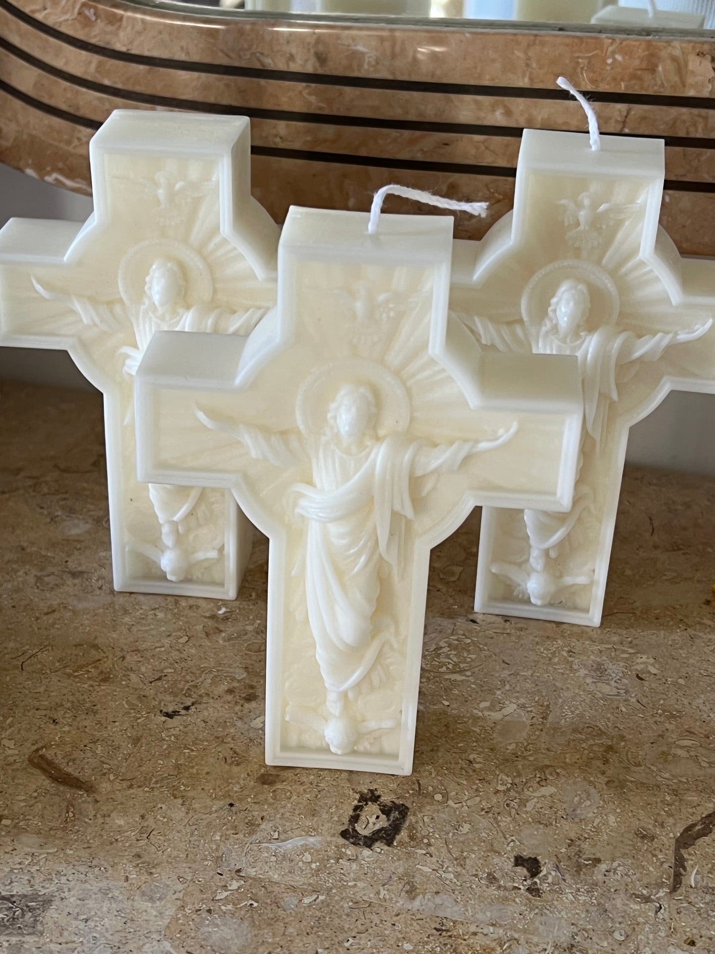 Jesus Cross Candle soy wax pillar religion 