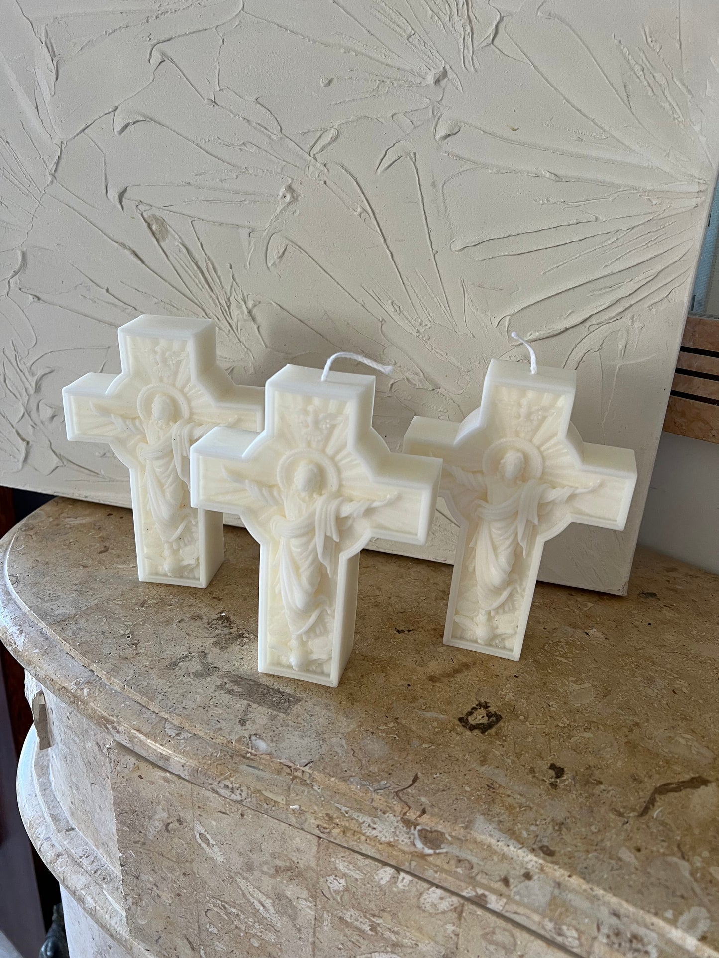 Jesus set Cross Candle soy wax pillar religion 