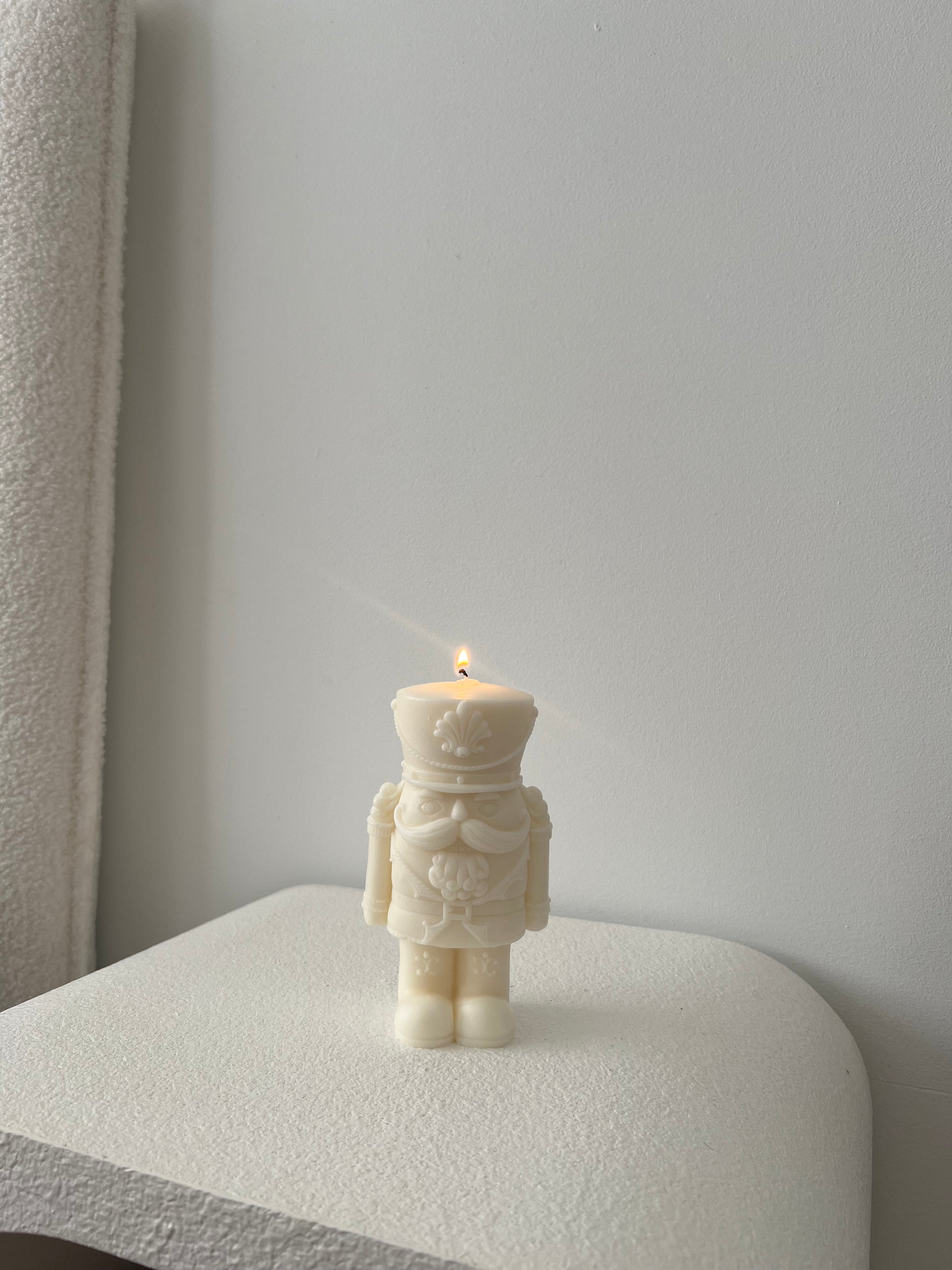 Large nutcracker pillar soy wax candle 