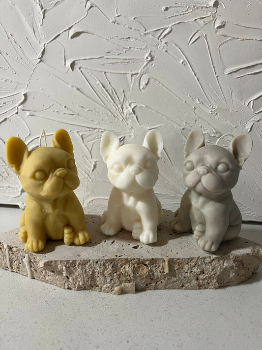 Classiicollection's handcrafted french bulldog candles, front picture